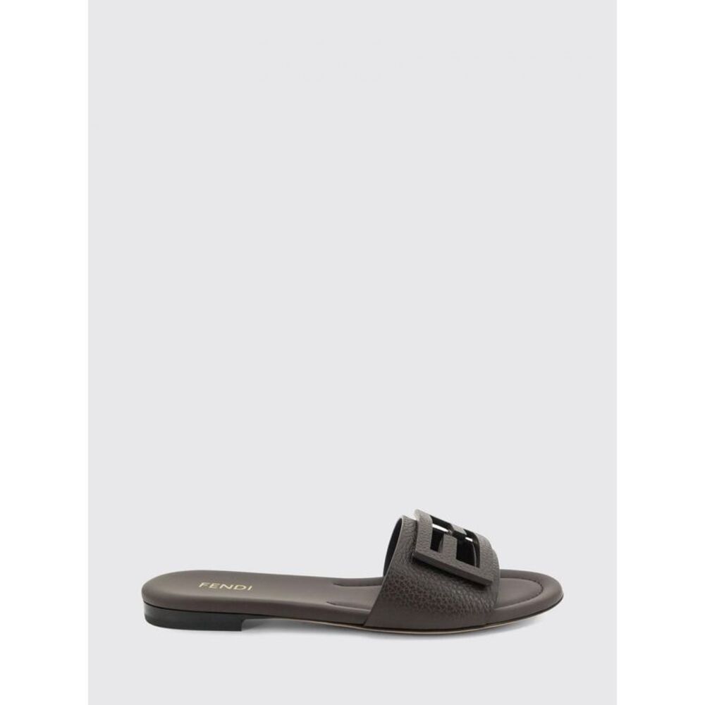Fendi Women Fendi Baguette Ff Monogram Leather Mules With Low Heel